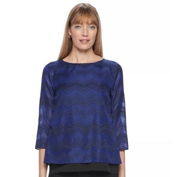 Dana Buchman Split- Back Layered Top Blue Size 2X - Picture 1 of 7